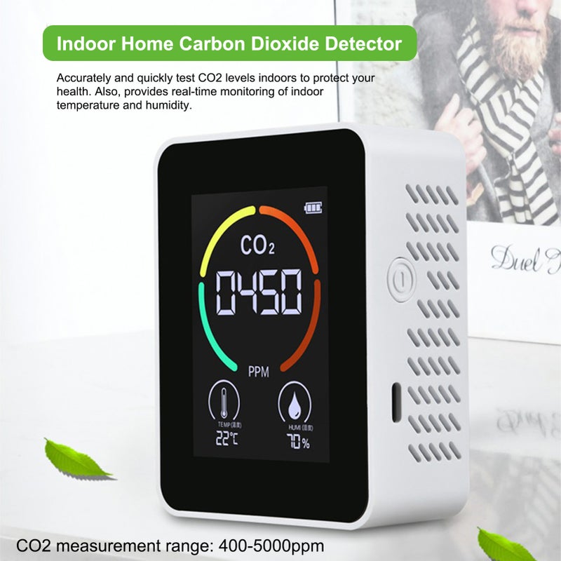 Air Quality Monitor CO2 Air Detector Carbon Dioxide Detector Temperature Humidity Sensor Real Time Reading - Image 5