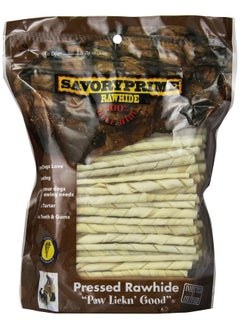 Savory Prime 100 Count 5 Inch White Rawhide Twist Sticks 017  - Image 1