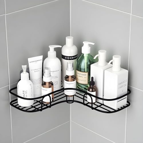 Boniry Metal Bathroom Accessories 2 Pcs Set of Bathroom Shelf for Wall and Corner Shelf, Ideal Bathroom Organiser for Maximizing Space (Corner + Shelf), Black - Image 4