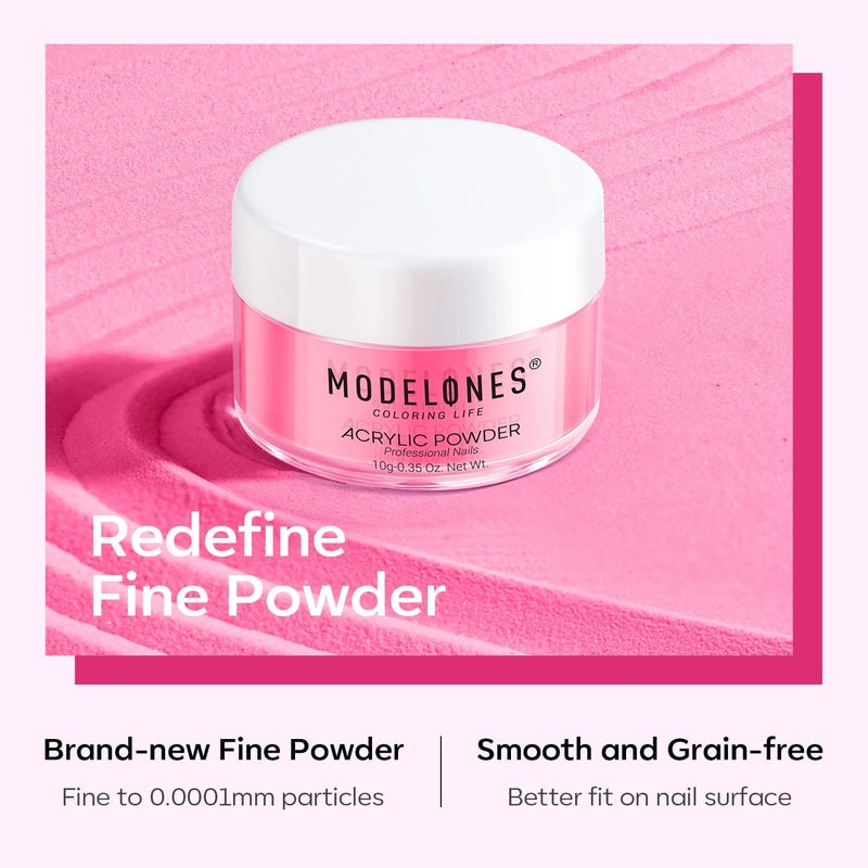 Modelones Pink Acrylic Powder 6 Colors Acrylic Nail Powder Kit Neon Glitter Summer Acrylic Nail Powder Valentine's Acrylic Cover Powder for Nail Art Extension No Nail Lamp Needed (A3-LoveStruck Blush) - Image 5