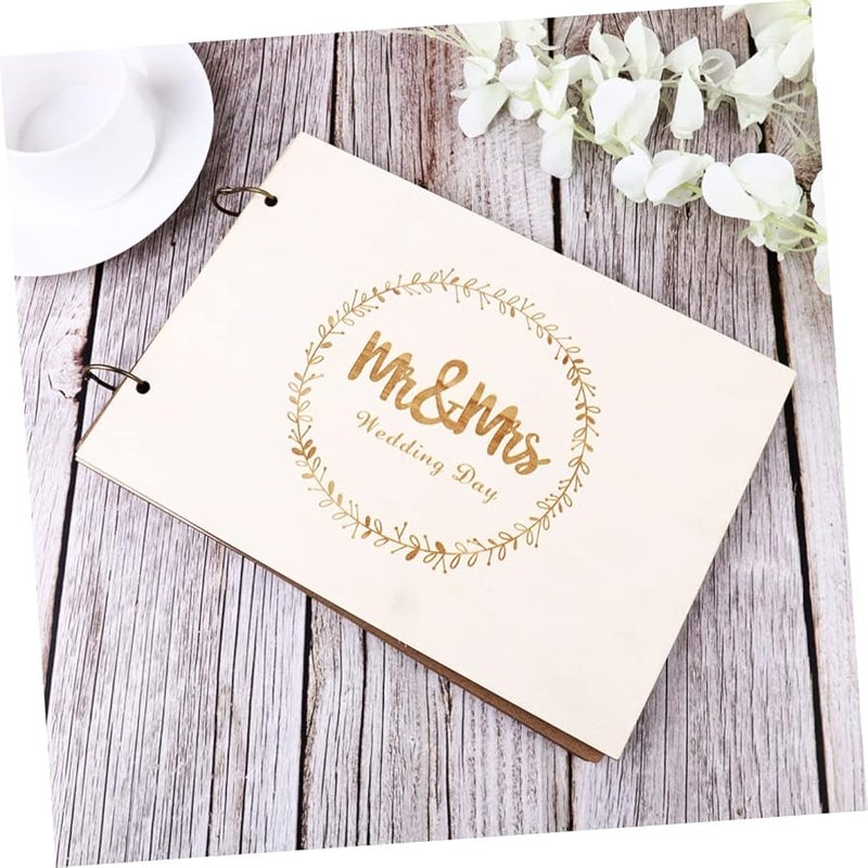 Personalized Wooden Guest Book Rustic Elegant Design Engagement Wedding Photo Album - Image 4