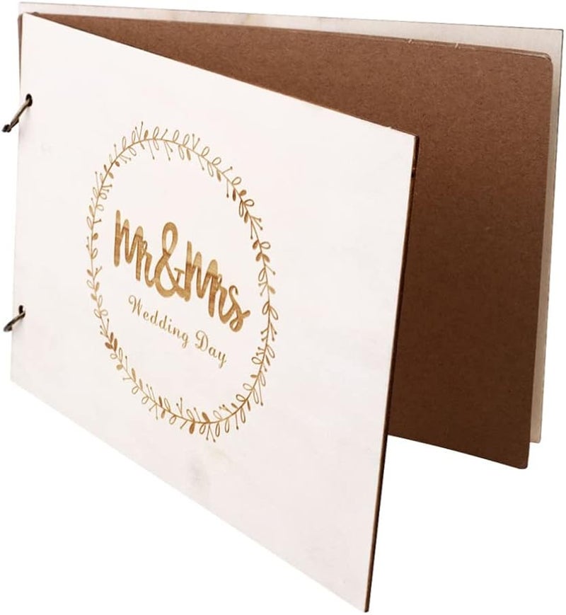 Personalized Wooden Guest Book Rustic Elegant Design Engagement Wedding Photo Album - Image 1