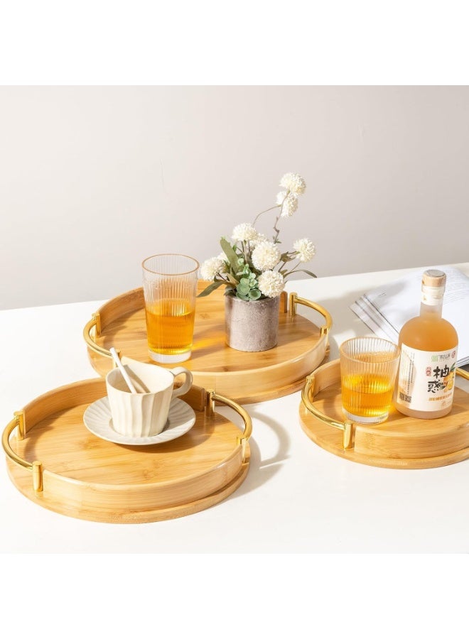 DUNISO 3 Pcs Serving Tray with Handles，Bamboo Serving Tray，Kitchen Tray for Food Serving，Sturdy and Durable，for Home Decor, Living Room, Breakfast in Bed, Dinning & Drinks - Image 3