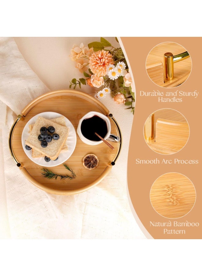 DUNISO 3 Pcs Serving Tray with Handles，Bamboo Serving Tray，Kitchen Tray for Food Serving，Sturdy and Durable，for Home Decor, Living Room, Breakfast in Bed, Dinning & Drinks - Image 2