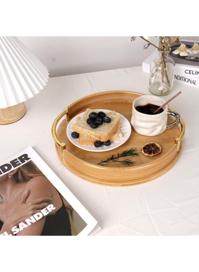 DUNISO 3 Pcs Serving Tray with Handles，Bamboo Serving Tray，Kitchen Tray for Food Serving，Sturdy and Durable，for Home Decor, Living Room, Breakfast in Bed, Dinning & Drinks - Image 5