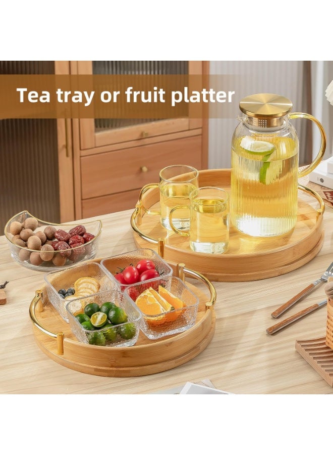 DUNISO 3 Pcs Serving Tray with Handles，Bamboo Serving Tray，Kitchen Tray for Food Serving，Sturdy and Durable，for Home Decor, Living Room, Breakfast in Bed, Dinning & Drinks - Image 4