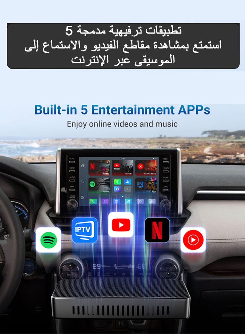 Play2 Video Pro Carplay Ai Box — محول لاسلكي لنظام Android Auto مزود بخدمات YouTube وNetflix مدمجة، مخصص لسيارات فولكس فاجن ومرسيدس-بنز وفورد و99% من السيارات - Image 2
