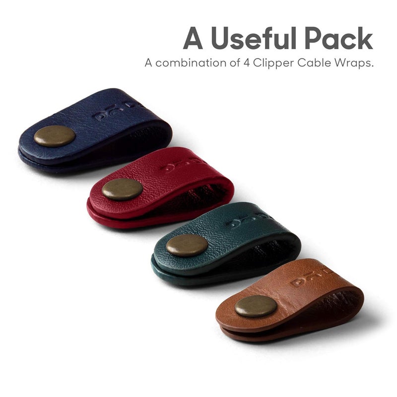 Daily Objects DailyObjects Clipper Cable Wrap for Cables/Chords/Wires | Wire Winder, Headphones Holder, Mini Clip Organiser | Made, Dry-Milled Leather | (Multicolor) - Set of 4 - Image 2