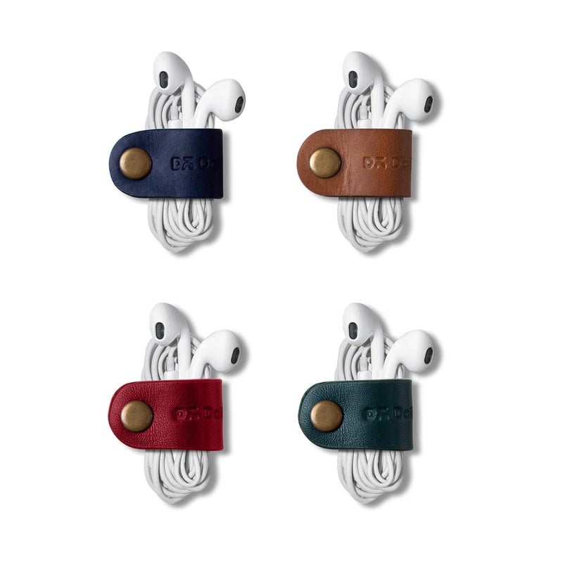 Daily Objects DailyObjects Clipper Cable Wrap for Cables/Chords/Wires | Wire Winder, Headphones Holder, Mini Clip Organiser | Made, Dry-Milled Leather | (Multicolor) - Set of 4 - Image 1