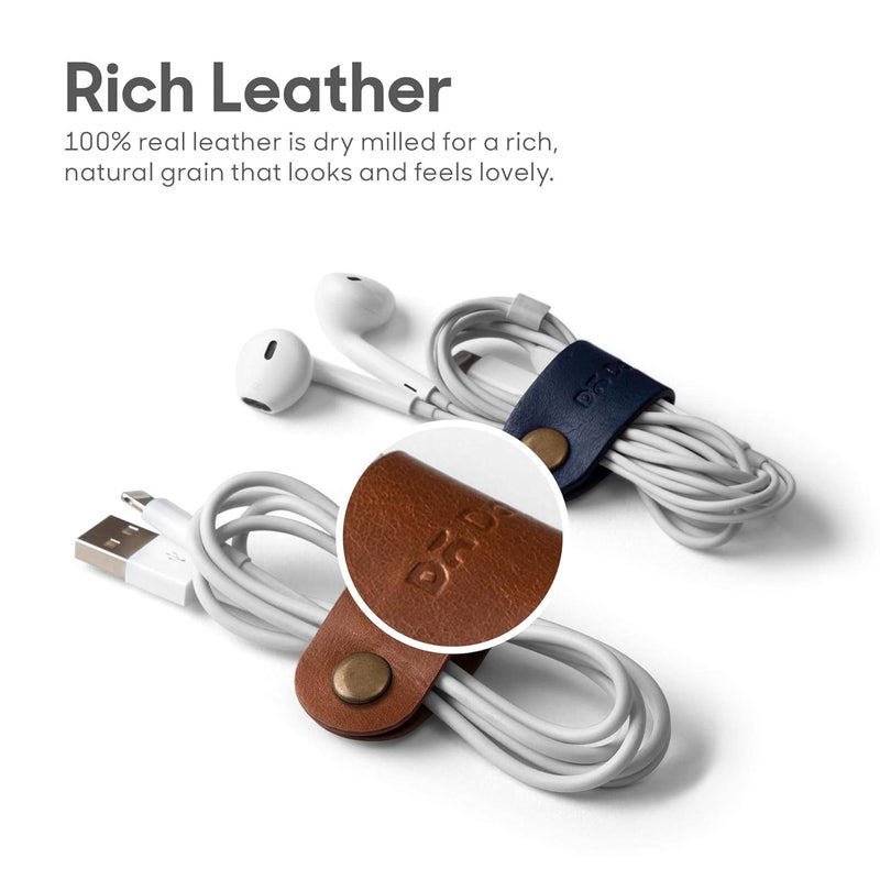 Daily Objects DailyObjects Clipper Cable Wrap for Cables/Chords/Wires | Wire Winder, Headphones Holder, Mini Clip Organiser | Made, Dry-Milled Leather | (Multicolor) - Set of 4 - Image 3