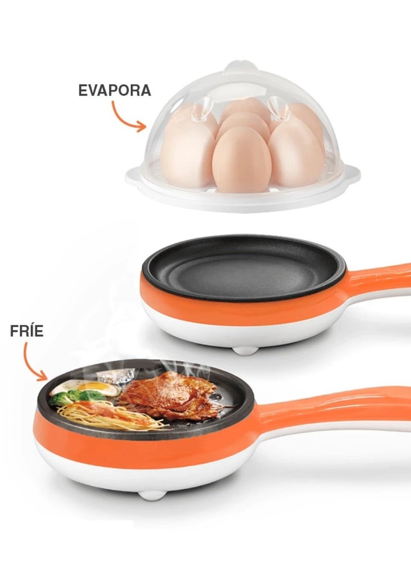 BORTONY - Egg Boiler 2 in 1 Automatic Egg Boiler Multi-Functional Electric Rapid Egg Cooker Non-Stick 7 Pcs Egg Steamer Roaster Omelette Frying Pan Single Layer Egg Boiler With Handle - Image 1