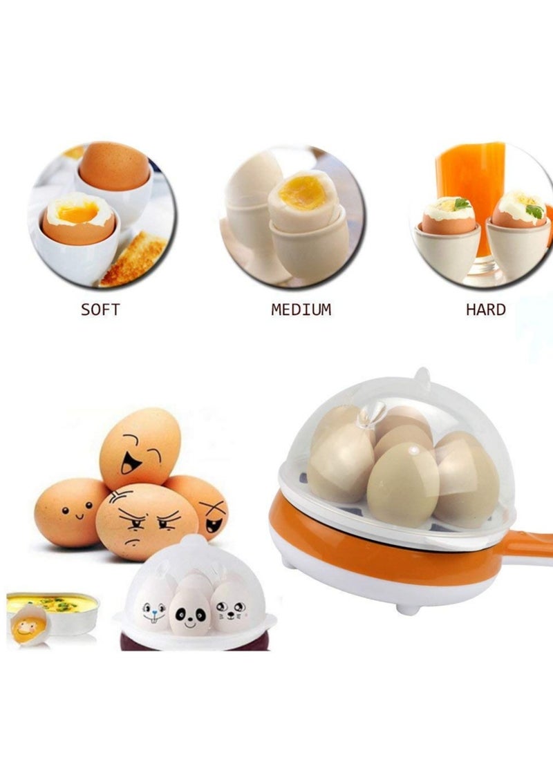 BORTONY - Egg Boiler 2 in 1 Automatic Egg Boiler Multi-Functional Electric Rapid Egg Cooker Non-Stick 7 Pcs Egg Steamer Roaster Omelette Frying Pan Single Layer Egg Boiler With Handle - Image 1