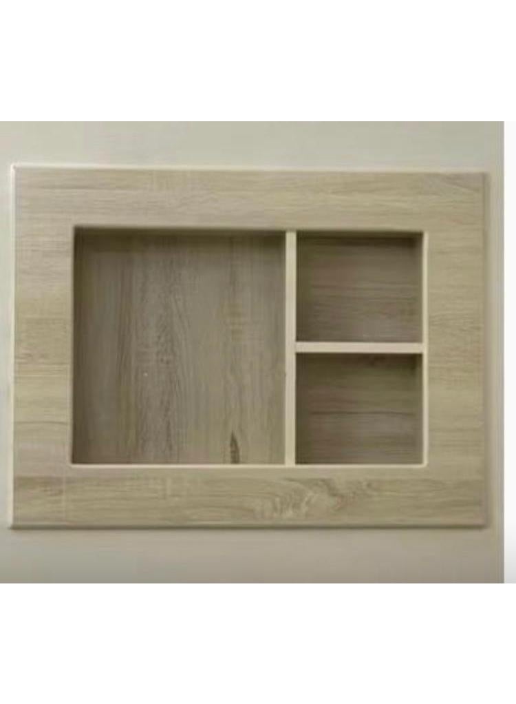 فيرونا غطاء ديكور خشبي لتغطية مكيف هواء النافذة من خشب الفورميكا المقاس للإطار الداخلي للديكور 64 سم عرض 42.5 سم ارتفاع 15 سم عمق البرواز 10 سم من كل جهة يغطي الفتحة كامل - اللون بيج - Image 2