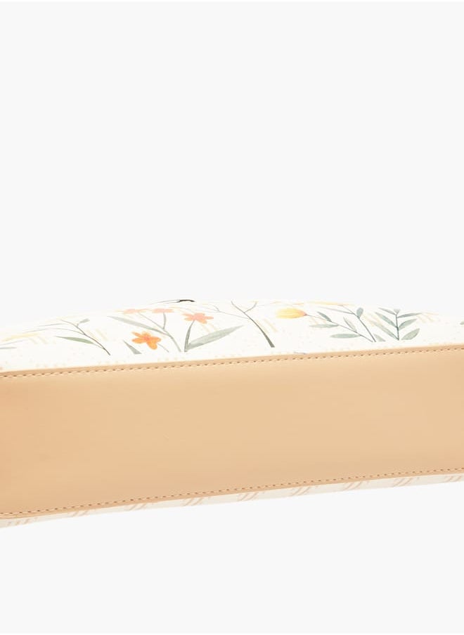 ELLE - Women Monogram Print Shoulder Bag with Zip Closure and Adjustable Strap - Image 1