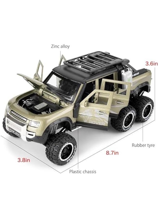 Generic - Toy Car Compatible for 1:24 Land Rover Defender Six Wheels Off Road Pickup Car Model, Pull Back Diecast Truck Collectible Truck with Sounds ＆ Lights for Kids Boys Girls and Adults, Gift Green. - Image 1