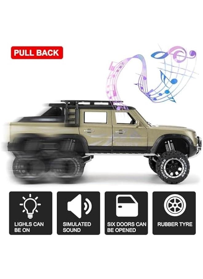 Generic - Toy Car Compatible for 1:24 Land Rover Defender Six Wheels Off Road Pickup Car Model, Pull Back Diecast Truck Collectible Truck with Sounds ＆ Lights for Kids Boys Girls and Adults, Gift Green. - Image 1