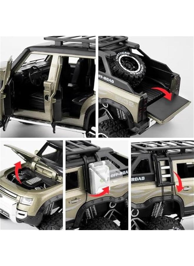 Generic - Toy Car Compatible for 1:24 Land Rover Defender Six Wheels Off Road Pickup Car Model, Pull Back Diecast Truck Collectible Truck with Sounds ＆ Lights for Kids Boys Girls and Adults, Gift Green. - Image 1