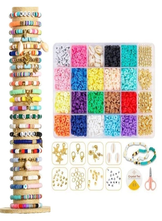 LeafLoom Polymer Clay Beads - 4500Pcs Flat Round Clay Spacer Beads, Disc Beads for Jewelry Making, 18 Colors Handmade Loose Beads, DIY Clay Heishi Beads Set for Bracelet/Necklace/Earring, Multicolor - Image 1
