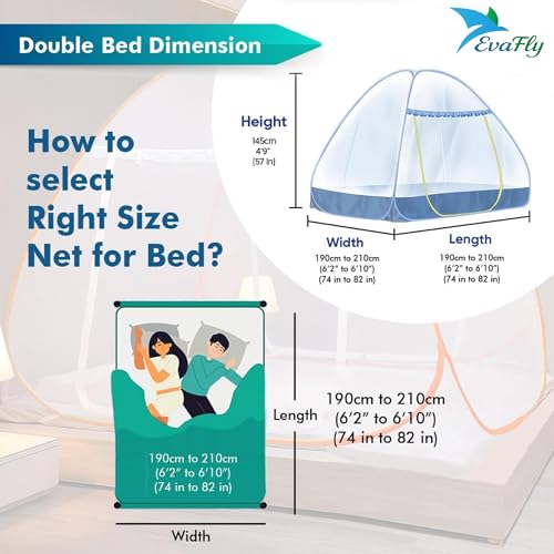 Evafly Mosquito Net for Double Bed | King Size Foldable Machardani | Polyester 30GSM Strong Net |PVC Coated Corrosion Resistant Steel Wire - Orange - Image 3