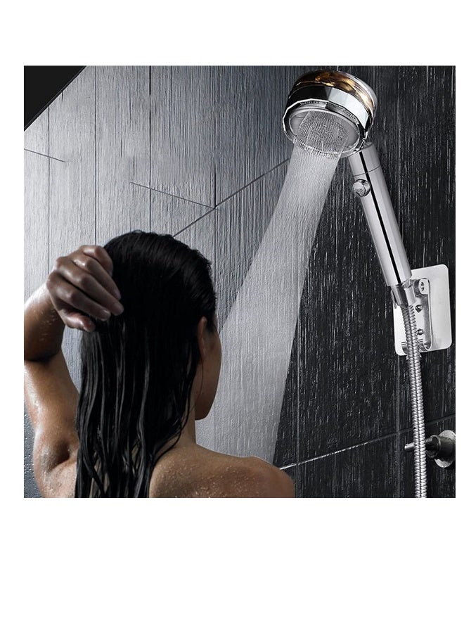 High Pressure Water Saving Shower，High-pressure shower head with filter and pause switch， Easy Install Handheld Turbocharged Shower Head 360 Degrees Rotating (Gold) - Image 5