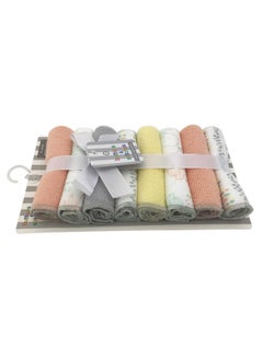 Cudlie Cudlie Accessories Buttons & Stitches Unisex Baby 8 Pack Rolled Wash Cloth, with Elephants Print  - Image 2