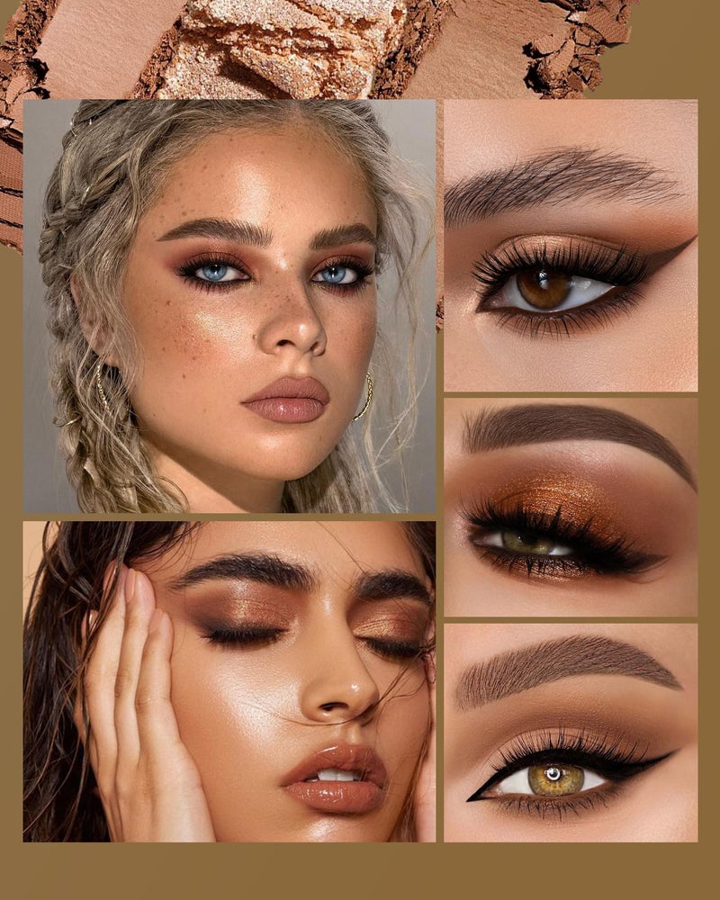 MAKI YIKA Brown Eyeshadows Palette Nude Eye Shadow 9Color, Naked Eyeshadow Matte Shimmer Glitter Eye Shade Long Lasting Pigmented Eye Makeup - Brown - Image 4