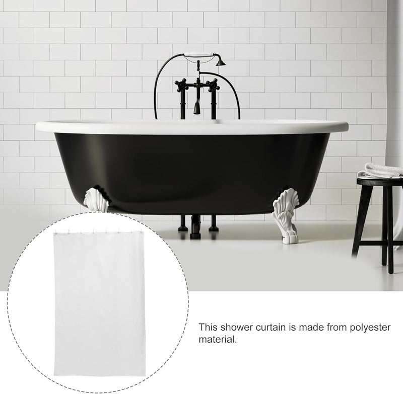 Waterproof Bathroom Shower Curtain with Hooks, 120x180cm Thickened Waffle Weave Fabric, White Double-Sided Water-Resistant Bath Curtain for Shower and Bathroom Use - Image 3