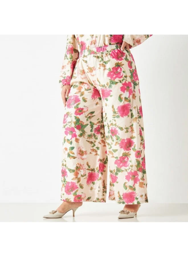 2Xtremz 2Xtremz All-Over Floral Print Palazzo Pants with Elasticised Waistband and Pockets