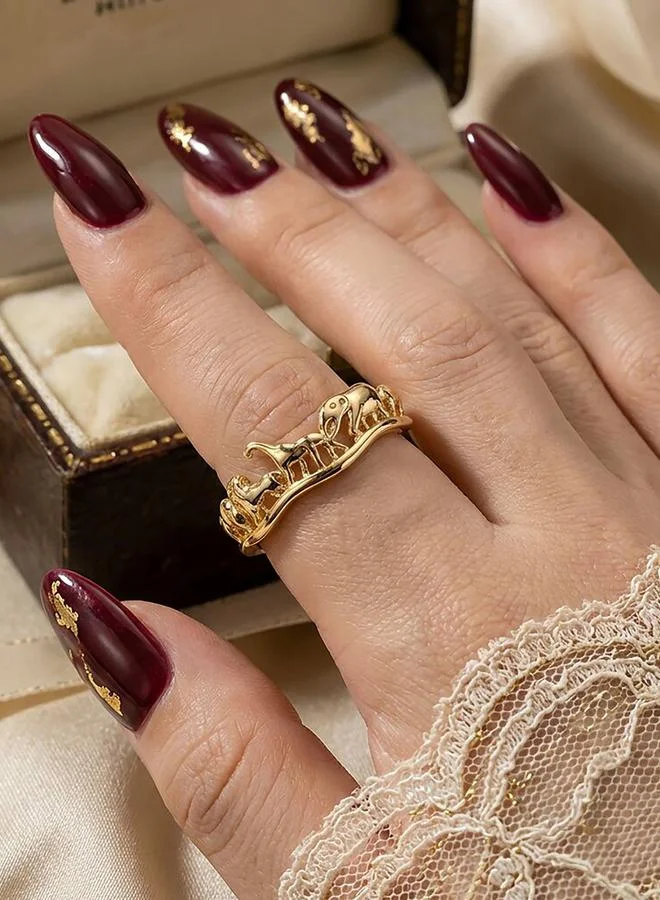 Take Two Golden Safari Animals Ring for Women.
