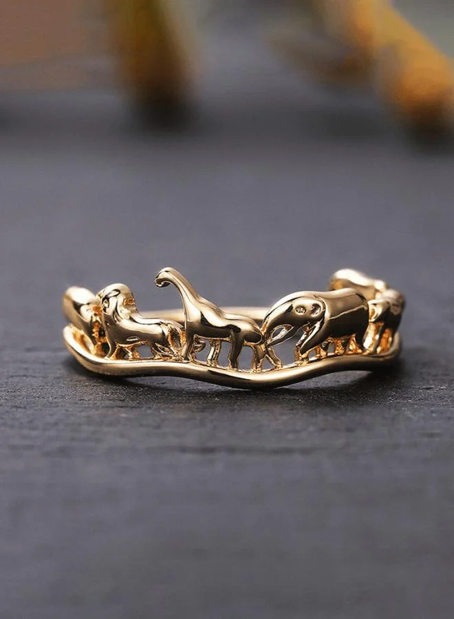 Take Two Golden Safari Animals Ring for Women.