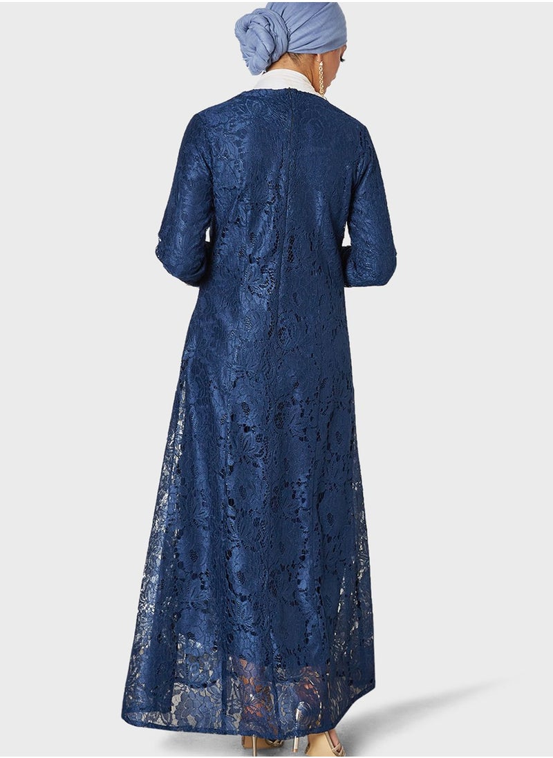 SIVVI for HANIYA - Lace Detail Abaya Dress - Image 1