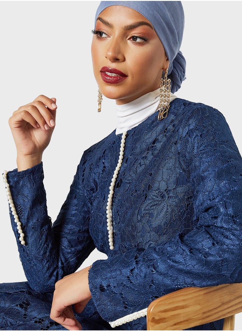 SIVVI for HANIYA - Lace Detail Abaya Dress - Image 1