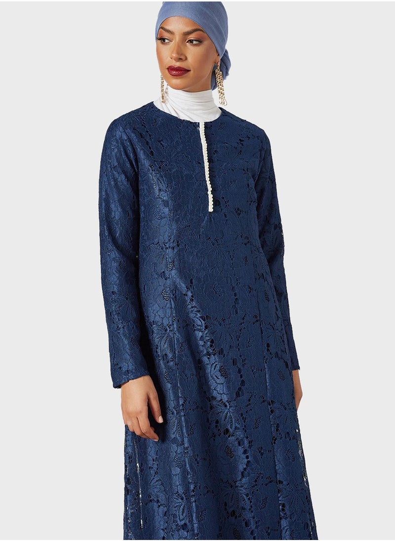 SIVVI for HANIYA - Lace Detail Abaya Dress - Image 1