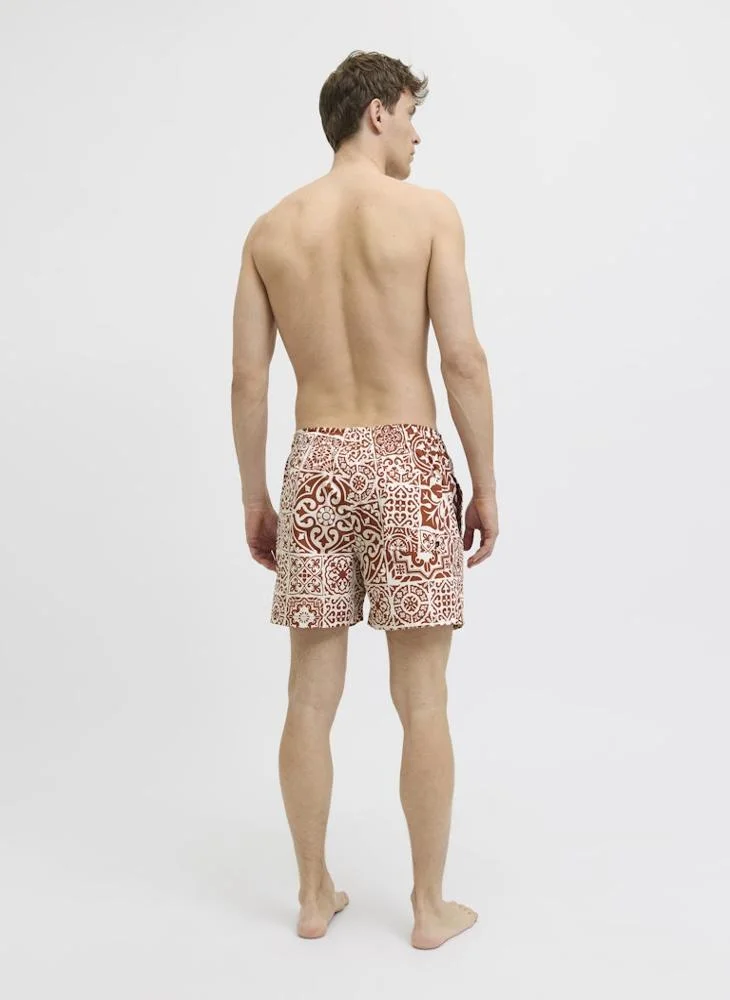 جاك اند جونز Swim Aop Tiles Drawstring Shorts