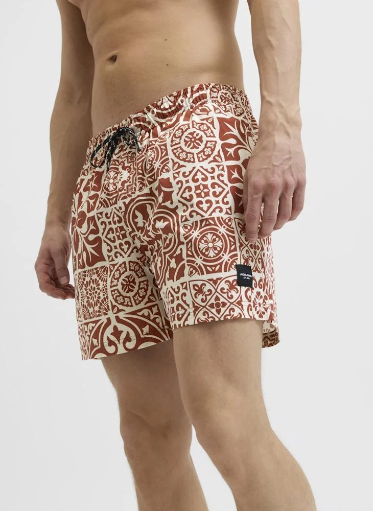 JACK & JONES Swim Aop Tiles Drawstring Shorts