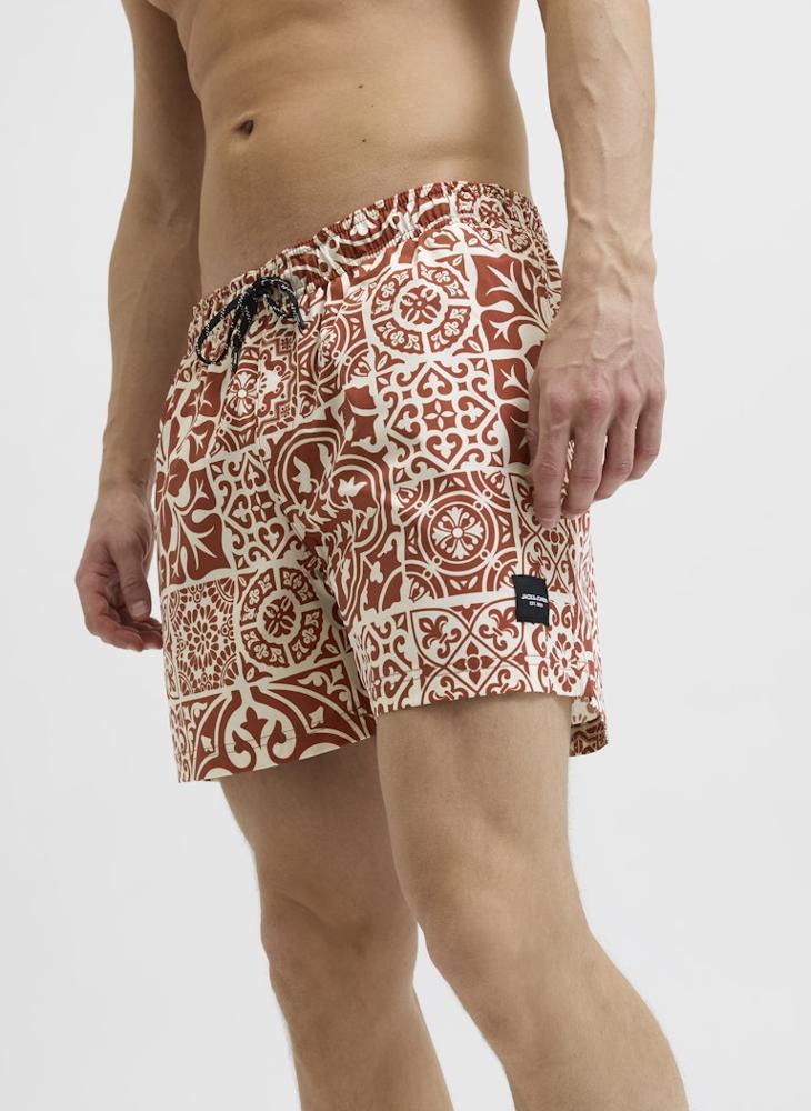 JACK & JONES Swim Aop Tiles Drawstring Shorts  - Image 3