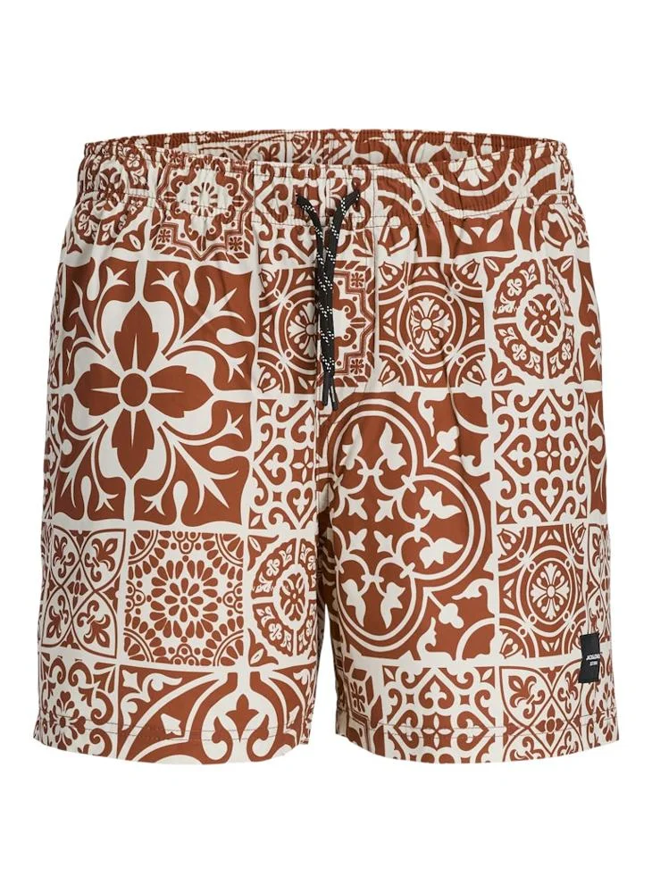 JACK & JONES Swim Aop Tiles Drawstring Shorts