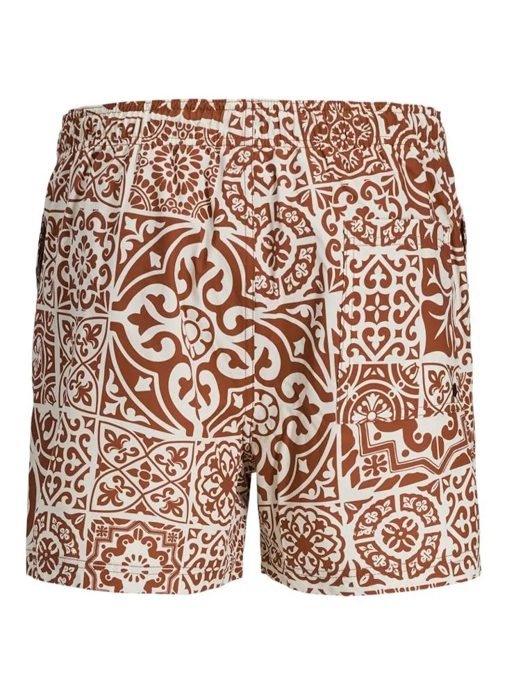 JACK & JONES Swim Aop Tiles Drawstring Shorts