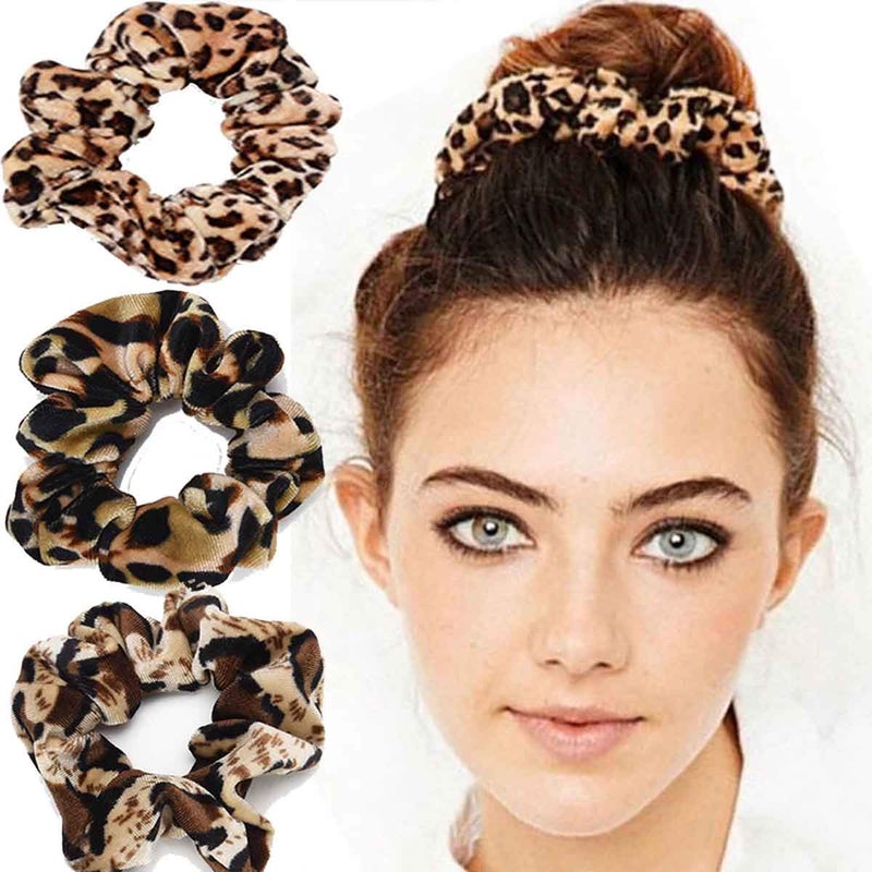 TUICARE 6 PCS Hair Scrunchies for Women - Leopard & Cheetah Print, Velvet, Large, 3 Styles, Hair Ties for Thick Hair, Hair Accessories, 6 Count - Image 3