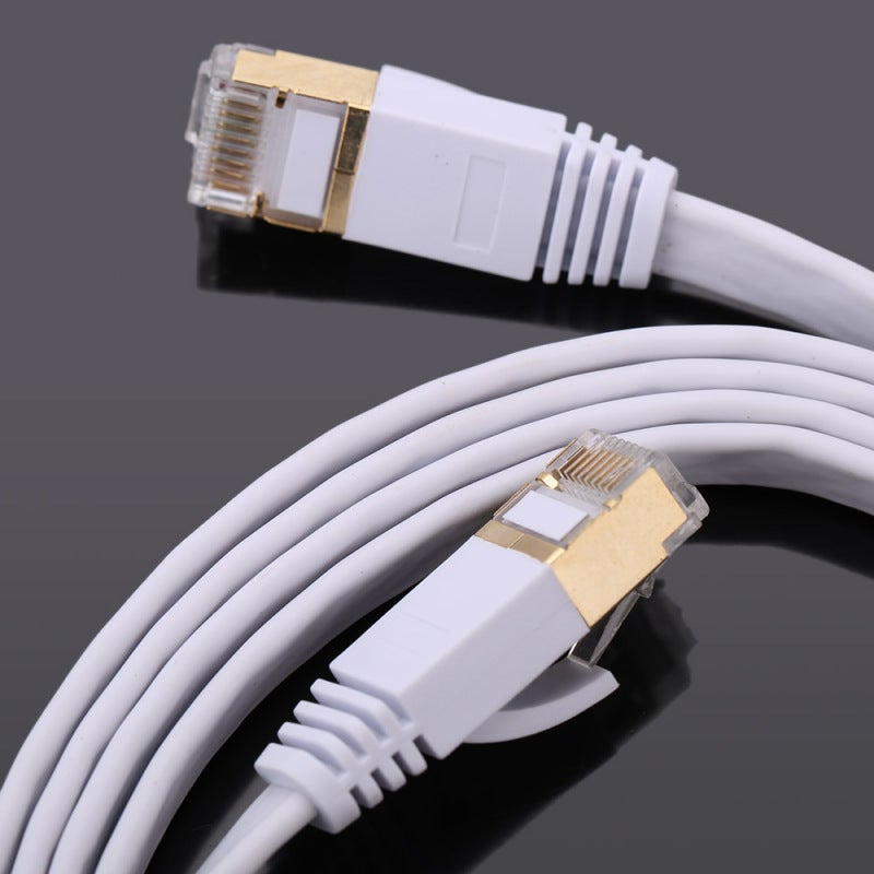 كابل إيثرات مسطح: طول 1 متر، لون أبيض، تصميم مسطح - موصل مطلي، سلك نحيف عالي الأداء لاتصالات الشبكات، جهاز كمبيوتر، روتر، ومفاتيح إيثرات الأجهزة المتصلة - Image 2