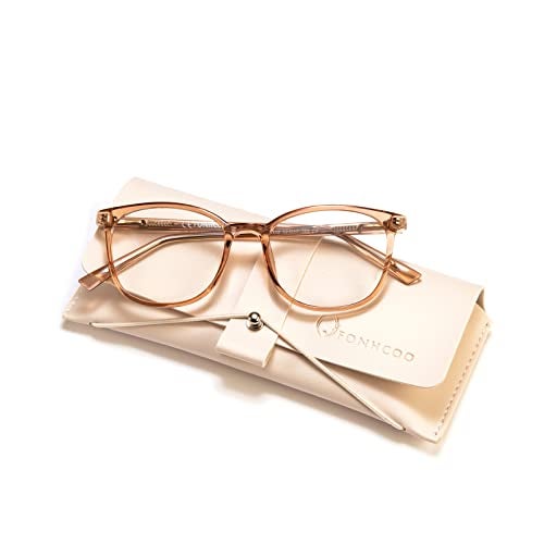 FONHCOO Blue Light Blocking Glasses Fashion Round TR90 Frame Transparent Eyewear Anti UV Blu-Ray Computer Glasses for Women Men - Image 2