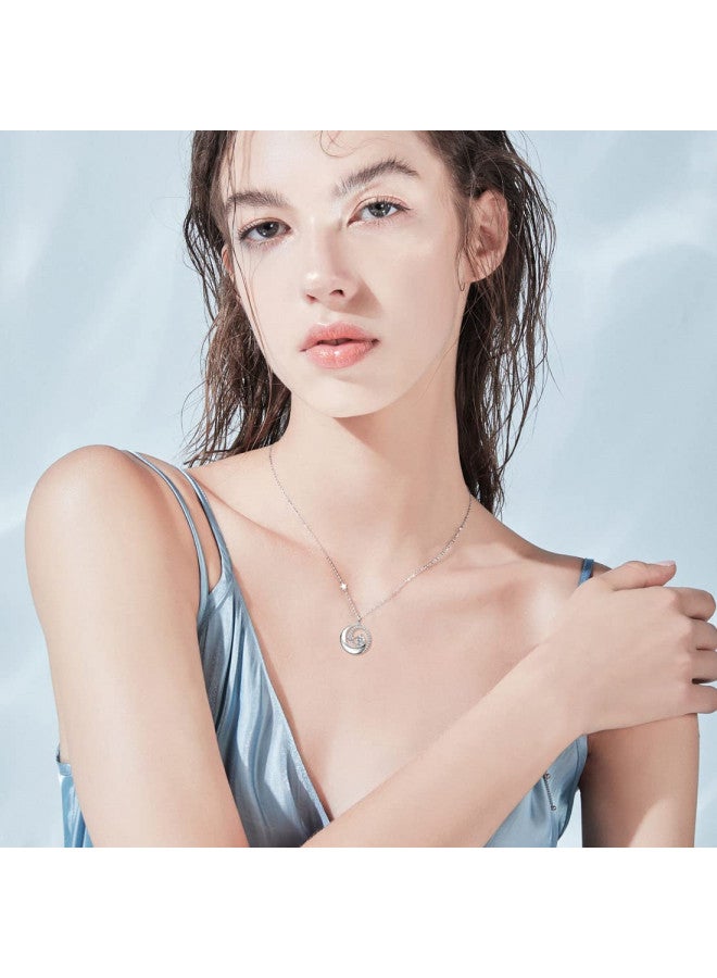 Fancime FANCIME April Birthstone Necklace for Women 925 Sterling Silver Moon Star Pendant Simulated Diamond Cubic Zirconia CZ Jewelry Anniversary Birthday Gifts for Mom Daughter, 16"+2"  - Image 1