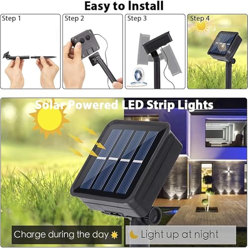 Ousam Led Solar LED Strip Lights Outdoor Solar Powered Rope Light Waterproof 10FT Cuttable Tape Lighting with 8 Modes for Christmas, Fence, Outside, Stair, Step, Yard, Pool, Camping, Party, 1 Pack - Image 2