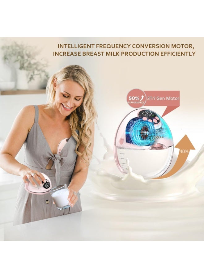 Hands-Free Double Electric Breast Pump - Portable Cordless Breastfeeding Pump, Quiet Hospital-Grade Suction, Leak-Proof, Warming, Voice Broadcast, 4 Modes, 12 Suction Levels with All Size Nipples (Pink) - Image 4