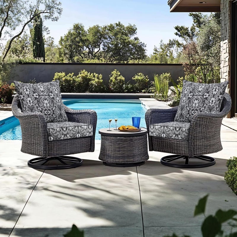 Favoyard Outdoor Seat Cushion 24 x 24 x 4 in Waterproof Pattern Fade Resistant Cover Removable Patio Furniture Cushions Deep Seat & Back Cushion Set with Adjustable Straps for Patio Chair Sofa Couch - Image 3