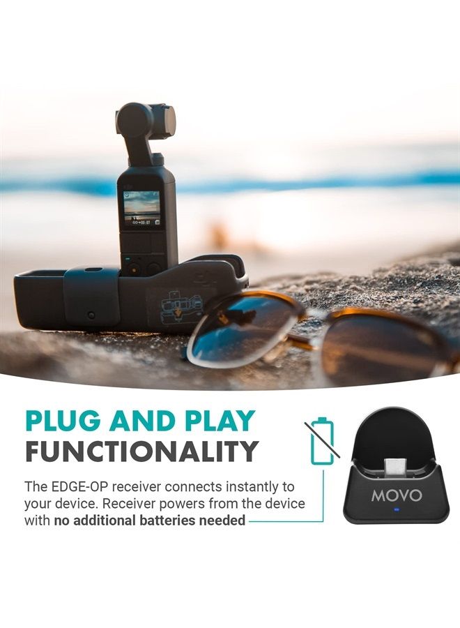 Movo Edge-OP-Duo Dual Wireless Lavalier Microphone for Osmo Pocket 1 and 2 - Wireless Clip-on Lapel Mic, 2 Transmitters, and Receiver Set for Video, Vlogging, Filming - Image 2