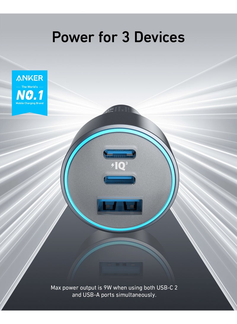 Anker USB-C Car Charger, 67W 3-Port Compact Fast Charger, 535 Car Adapter with PIQ 3.0 for iPhone 16/16 Plus/16 Pro/16 Pro Max, Galaxy S24/S23, iPad, Huawei and More - Image 2