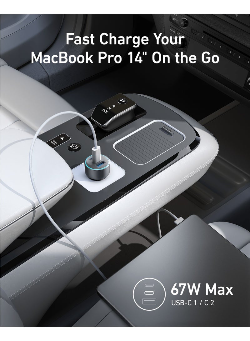 Anker USB-C Car Charger, 67W 3-Port Compact Fast Charger, 535 Car Adapter with PIQ 3.0 for iPhone 16/16 Plus/16 Pro/16 Pro Max, Galaxy S24/S23, iPad, Huawei and More - Image 3