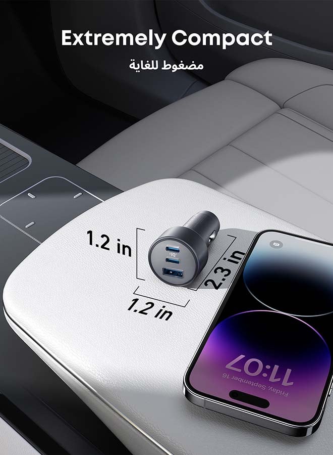 أنكر شاحن سيارة أنكر USB-C، 67 واط 3 منافذ شاحن سريع مدمج، محول سيارة 535 مع PIQ 3.0 لهاتف آيفون 16/16 بلس/16 برو/16 برو ماكس، جالاكسي S24/S23، آيباد، هواوي والمزيد - Image 5