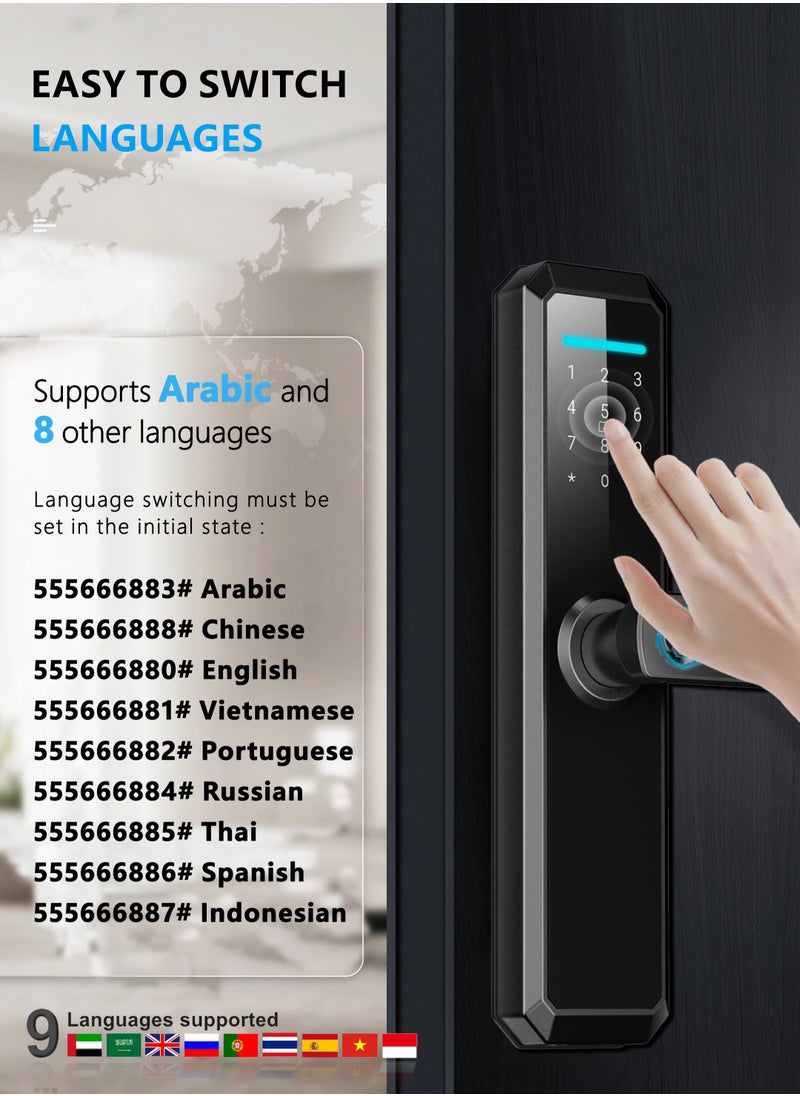 Smart Door Lock with Handle, WiFi Door Lock with Tuya APP Control, Door Locks with Keypads, Anti-Peeping Password, Auto Lock One Touch Unlock,Color black,4585 Mortise(701MLJ)